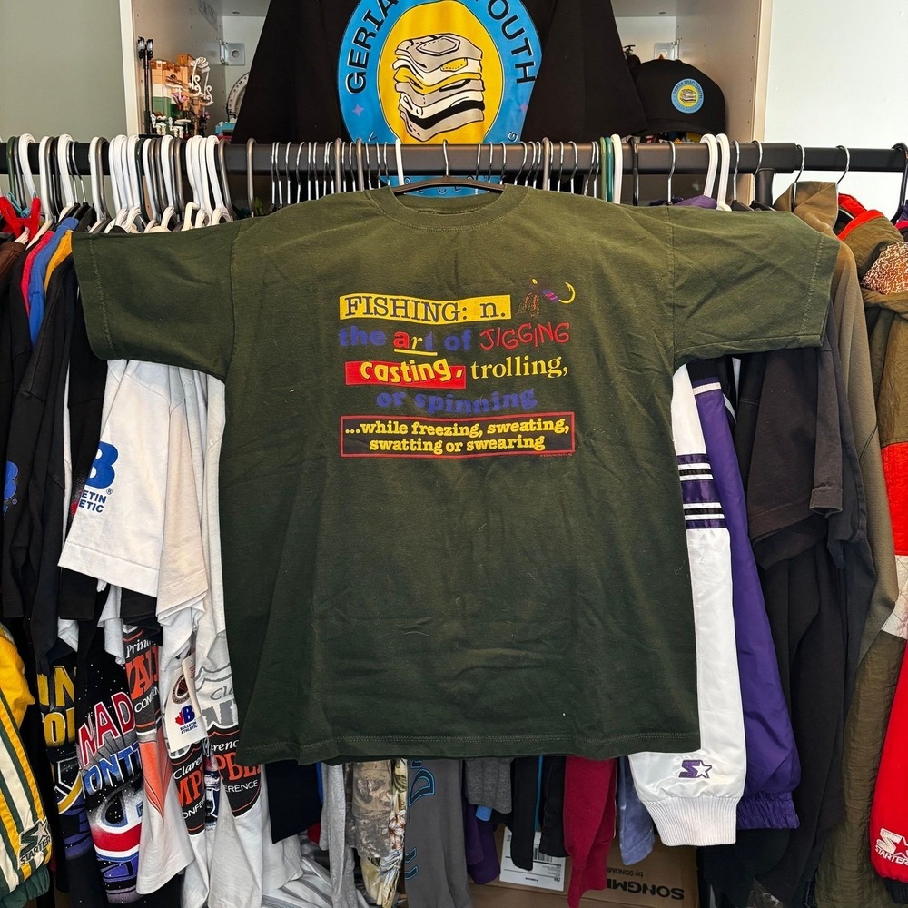 Vintage Fishing Definition Graphic T Shirt Made In Canada L